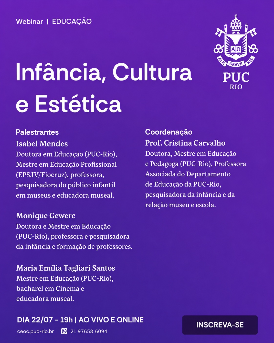 Webinar: Infância, Cultura e Estética